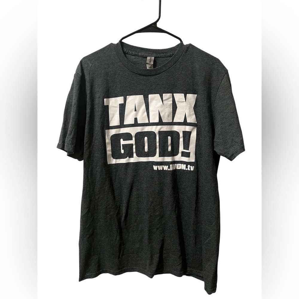 K-Von Tank God! Graphic T-Shirt Dark Gray Statement Tee